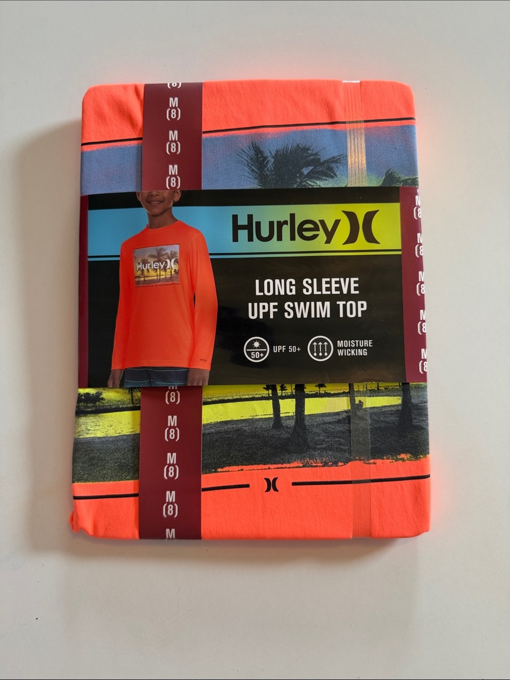 Hurley Bright Neon Orange Long Sleeve UPF Swim Shirt